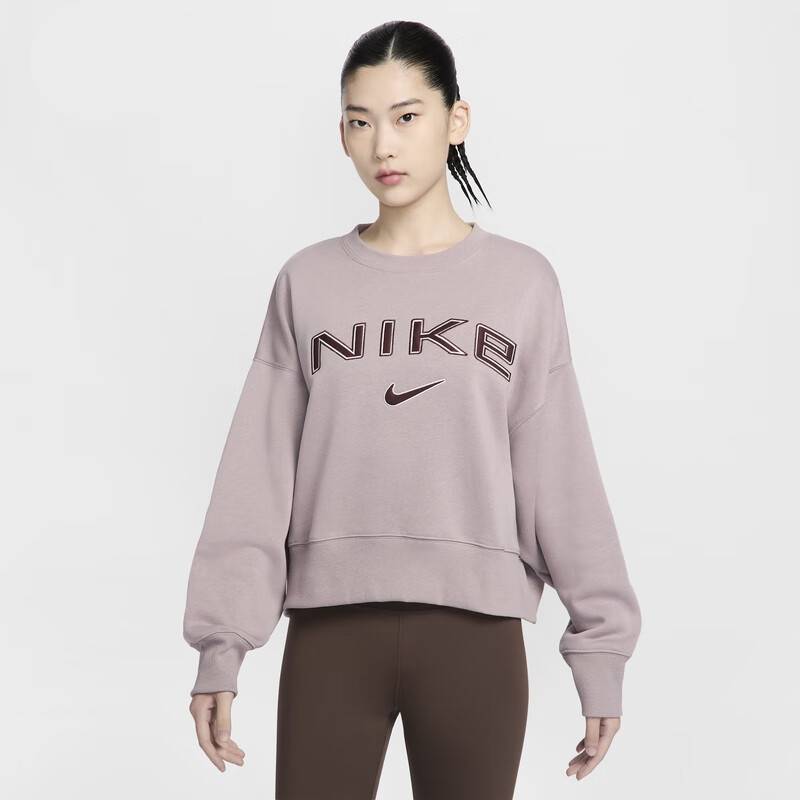 女款Oversize风加绒短款圆领套头衫