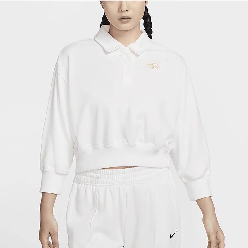 女士简约短款休闲翻领运动T恤HQ7395-133