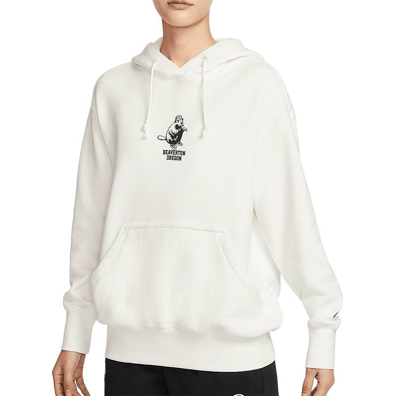 女子休闲套头衫白色宽松印花连帽卫衣HV1743-133