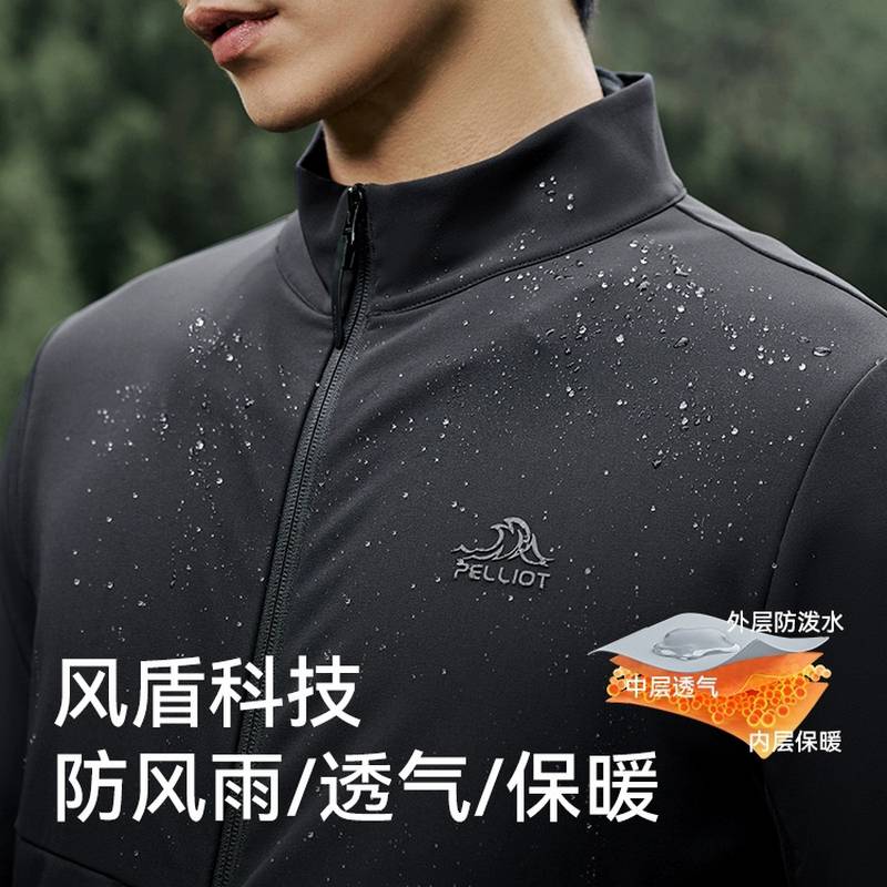 户外骑行风衣男款立领夹克防风加绒保暖耐磨外套