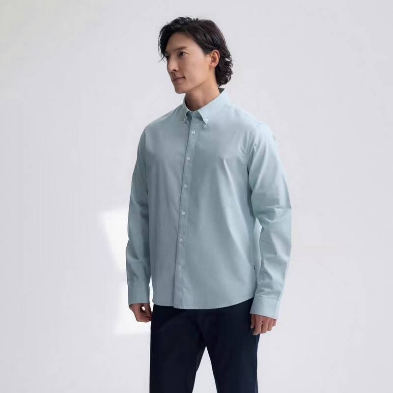 男子弹力牛津纺舒适透气长袖衬衫WO5102