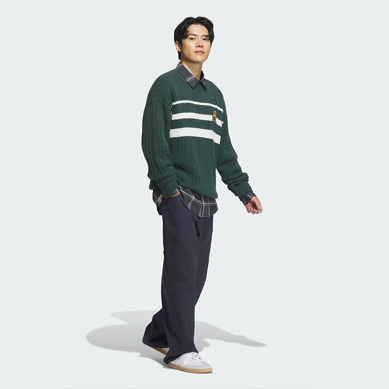 男女款 UNI KNIT PULLOV 情侣款复古学院风运动长袖针织毛衣 JC6849