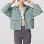 女款连帽外套户外防风夹克跑步健身训练梭织运动服