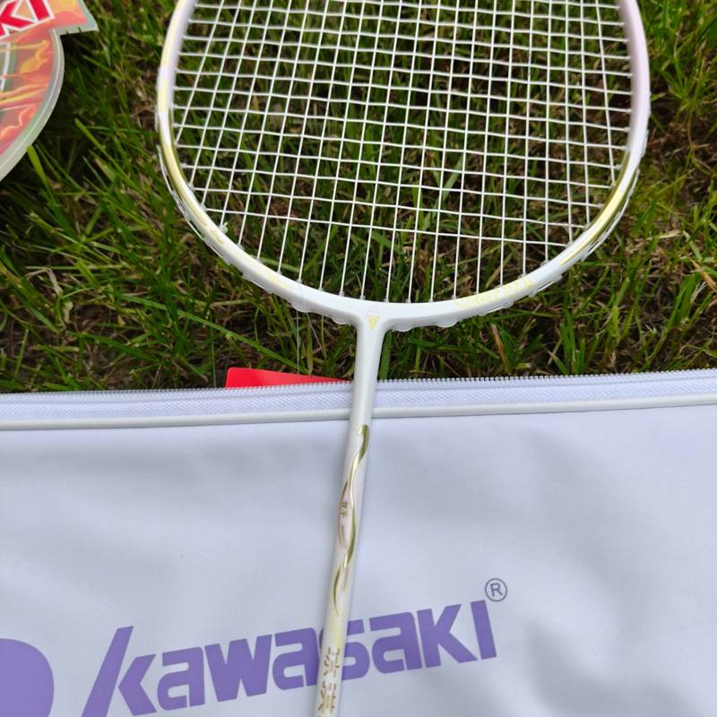 Kawasaki 川崎男女性球狂羽毛球拍全碳素纤维成人单拍超轻冰淇淋羽毛球拍（成品拍）CQ001BJL-XYZ