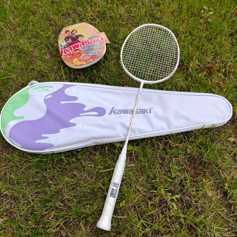 Kawasaki 川崎男女性球狂羽毛球拍全碳素纤维成人单拍超轻冰淇淋羽毛球拍（成品拍）CQ001BJL-XYZ
