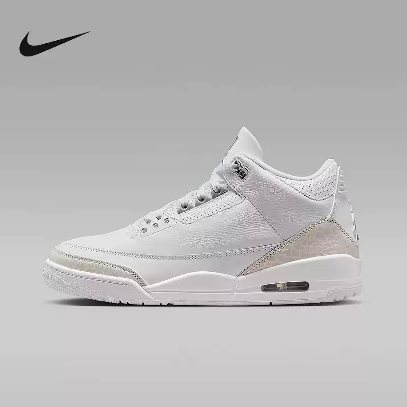 男鞋AIR JORDAN 3 AJ3白色中帮运动鞋复古篮球鞋CT8532-111