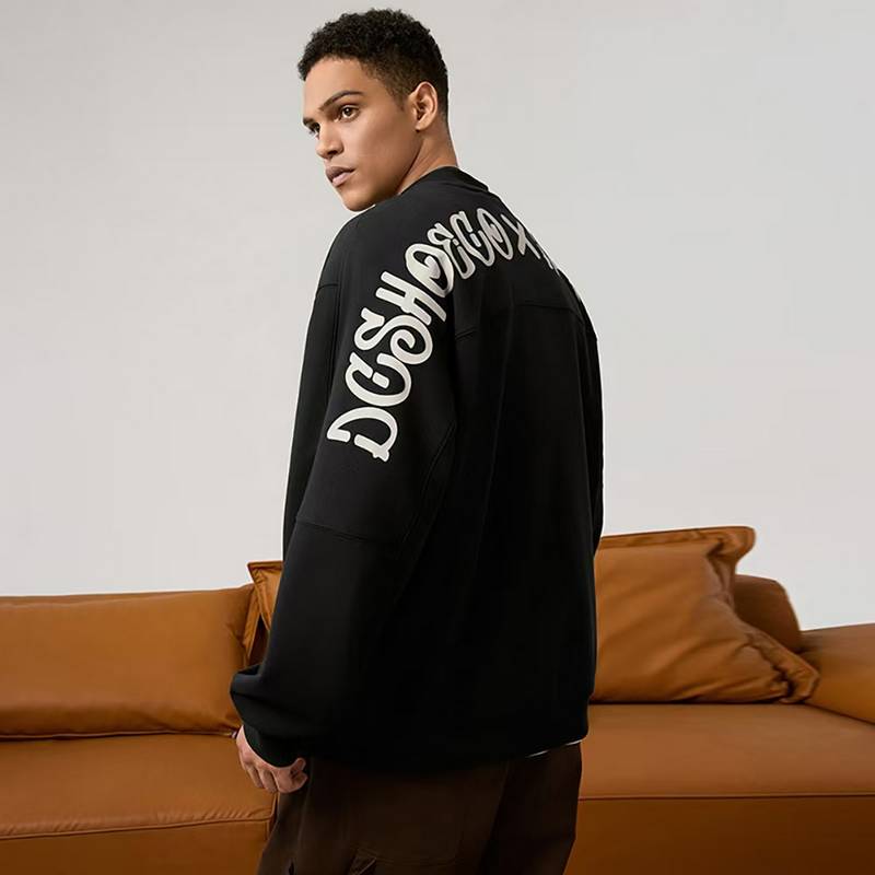 男子休闲时尚圆领落肩长袖卫衣1011212-032