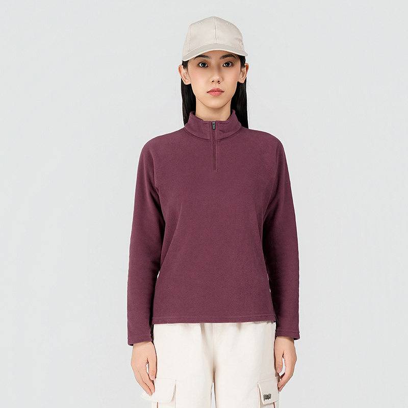 女半开套头抓绒衣