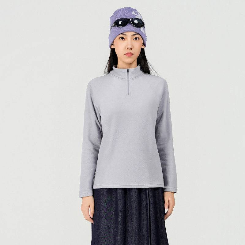 女半开套头抓绒衣