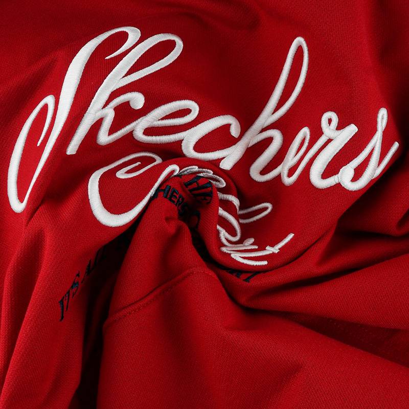 男女同款舒适红色针织连帽套头卫衣L126U020-03LC