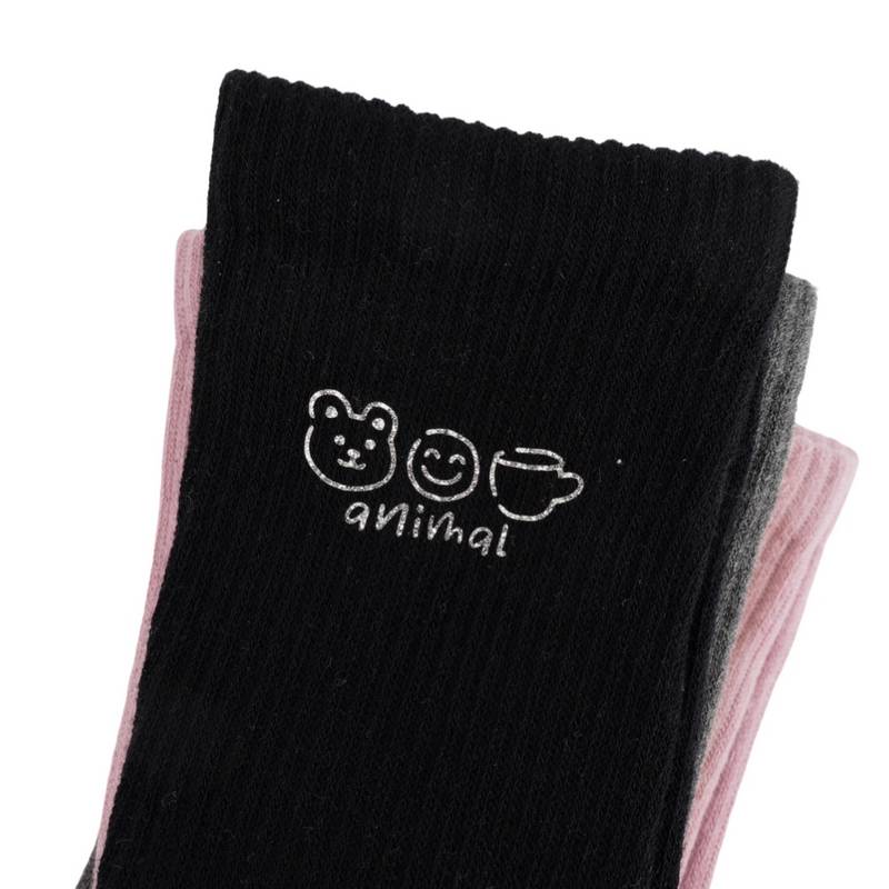 女子高筒休闲袜三双装（颜色随机）