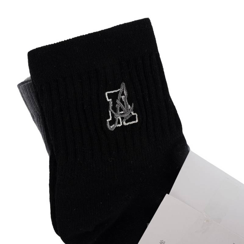 男子字母印花中筒袜三双装（颜色随机）