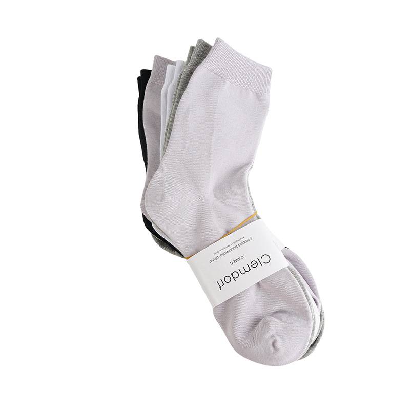 女子中筒纯色运动袜三双装（下单请备注颜色：白灰粉、黑灰粉）