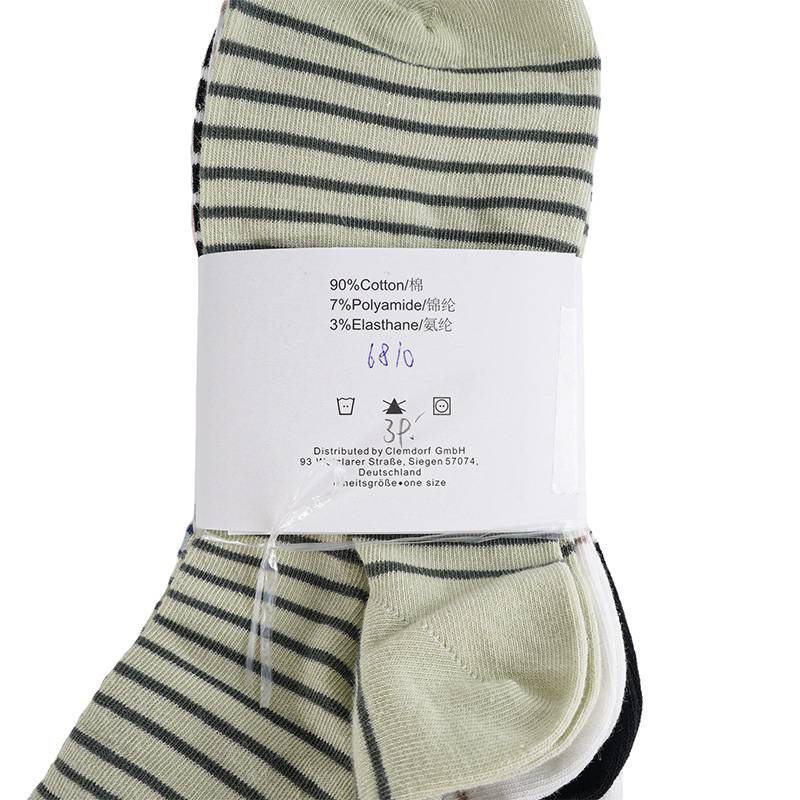 女子休闲条纹袜3双装（下单请备注颜色：黑咖绿、粉咖蓝）