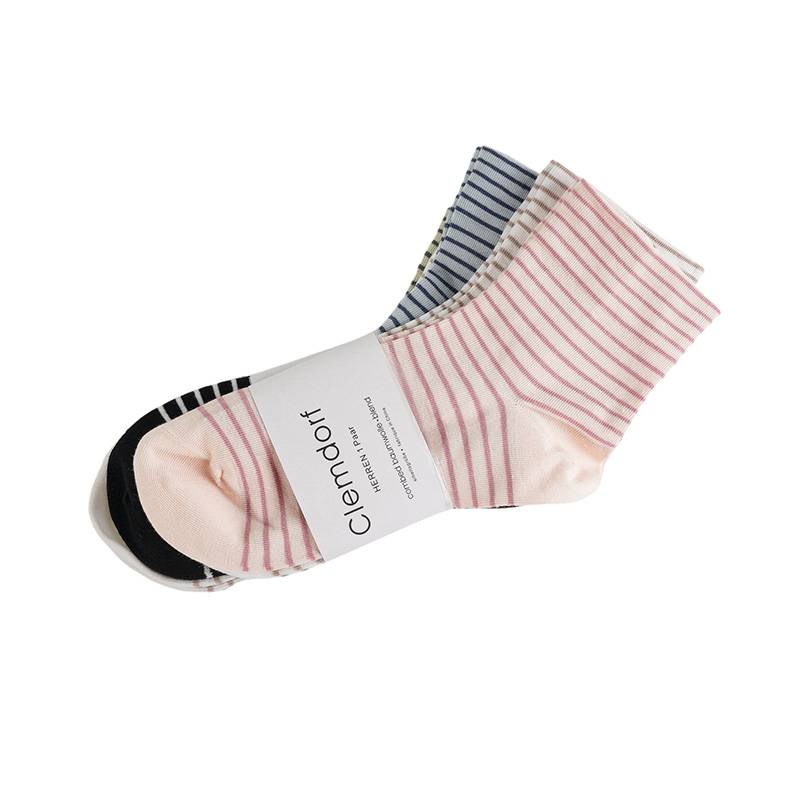 女子休闲条纹袜3双装（下单请备注颜色：黑咖绿、粉咖蓝）