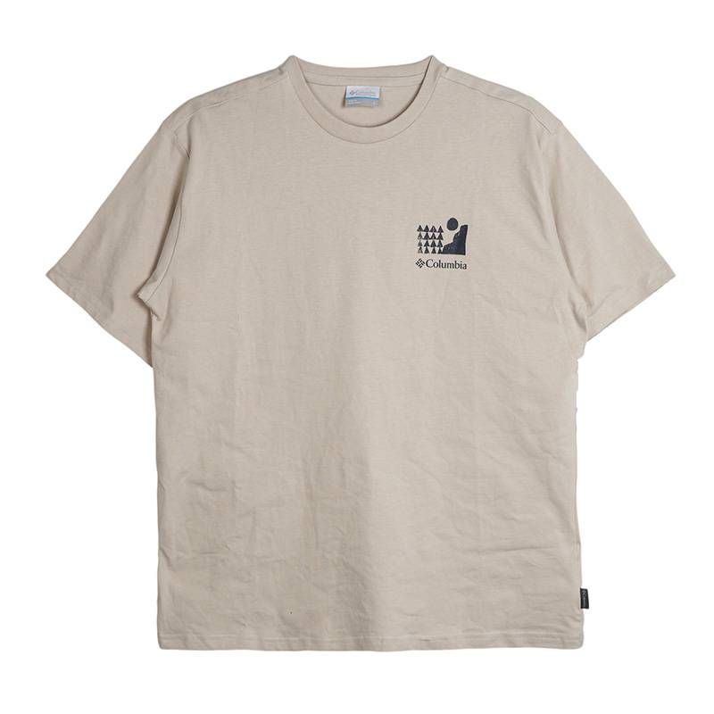 哥伦比亚2025春夏新款Columbia男户外圆领半袖纯棉短袖T恤AE5592279