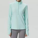 女款户外运动服健身训练半拉链上衣