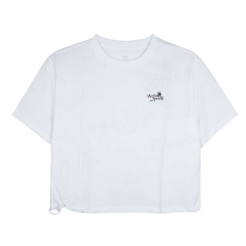 Anta 安踏 雪花白 女短袖针织衫 162628112-1