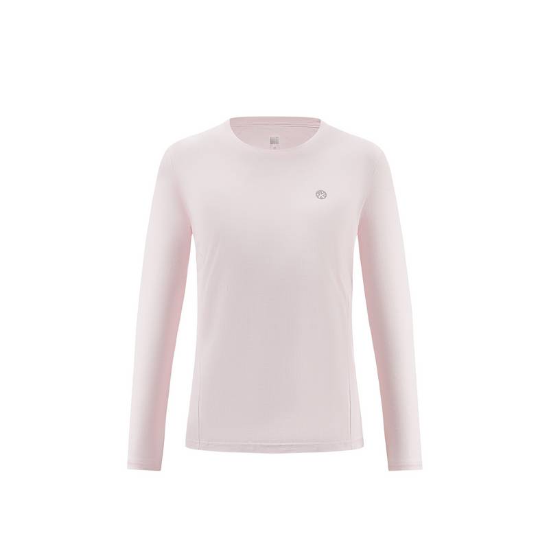 女子魔方网格透气速干纯色圆领反光印花LOGO跑步训练运动健身长袖T恤FRTJ010-23