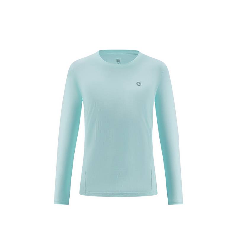 女子魔方网格透气通道速干反光印花LOGO运动健身长袖跑步T恤FRTJ010-20